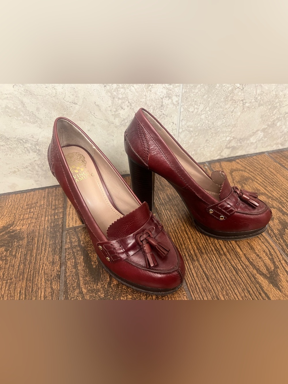 Vince Camuto Burgundy Tassel Loafer Pumps